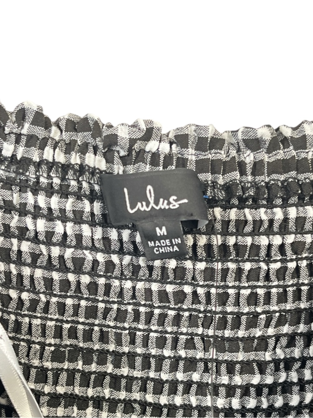 NWT Lulus Patsy Black and White Gingham Off-the-Shoulder Dress Size Medium - Picture 9 of 12
